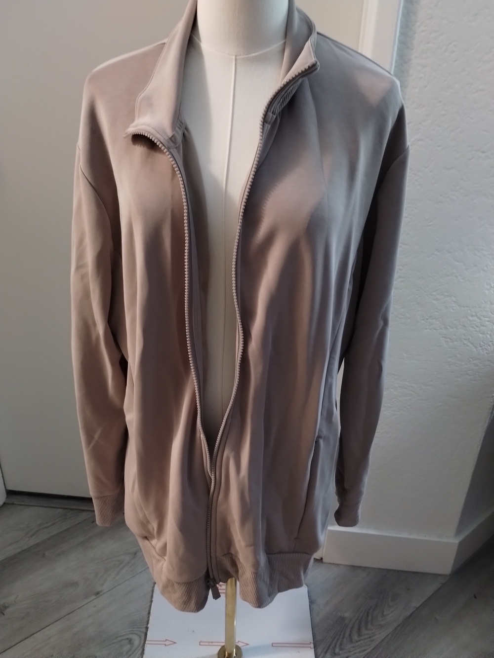 VSX Soft Taupe Zip-Front Bomber Jacket